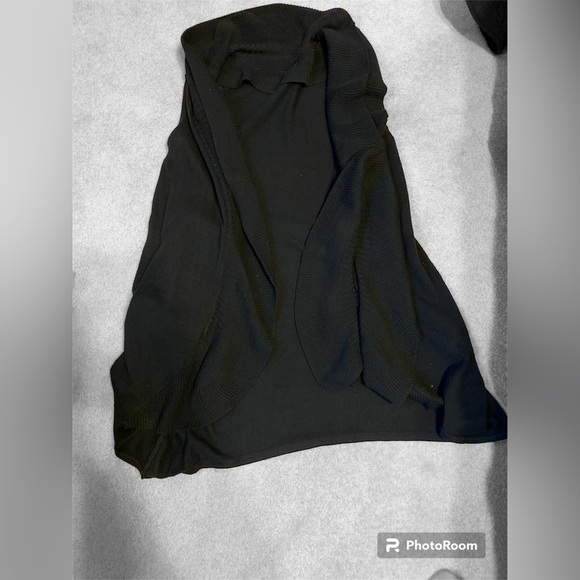 Dressbarn Shawl collar sweater cardigan vest black attached three layer … - Picture 5 of 7